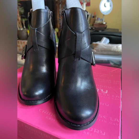 Chinese Laundry Womens Remi Mirror Heeled Booties Black Silver - Picture 3 of 7